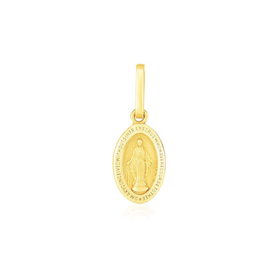 14k Yellow Gold Oval Religious Medal Pendant - necklaces