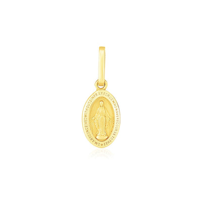 14k Yellow Gold Oval Religious Medal Pendant - necklaces