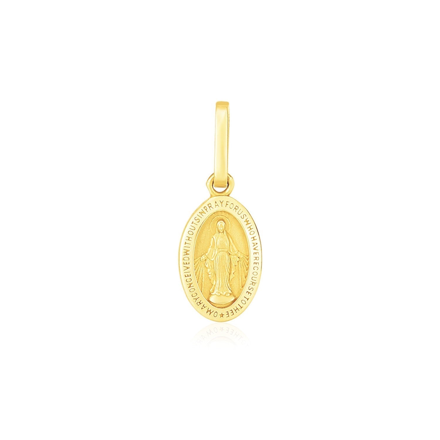 14k Yellow Gold Oval Religious Medal Pendant  DestGlow