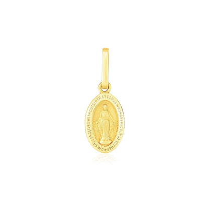 14k Yellow Gold Oval Religious Medal Pendant  DestGlow