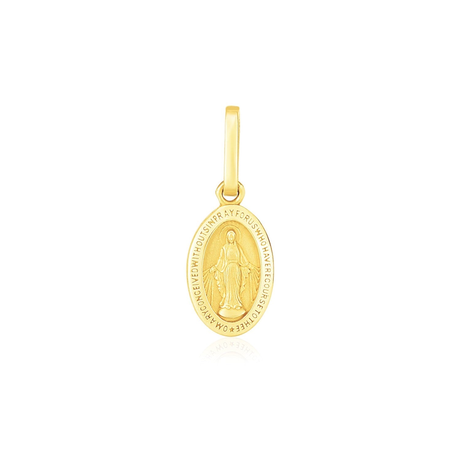 14k Yellow Gold Oval Religious Medal Pendant by Avera Group