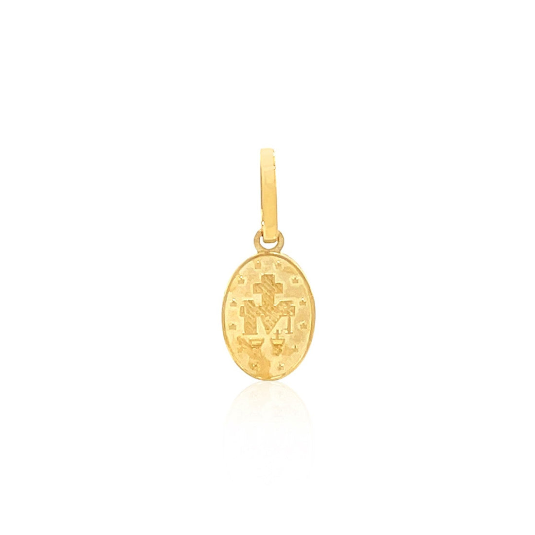 14k Yellow Gold Oval Religious Medal Pendant - DestGlow