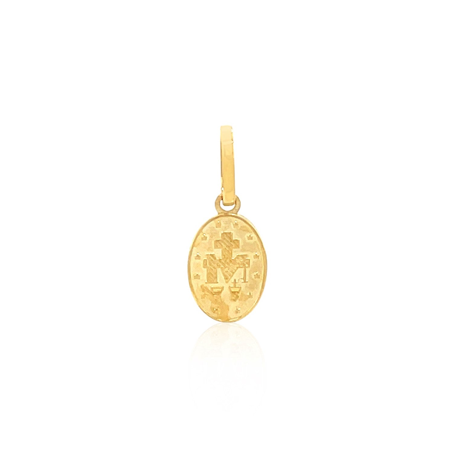 14k Yellow Gold Oval Religious Medal Pendant - DestGlow
