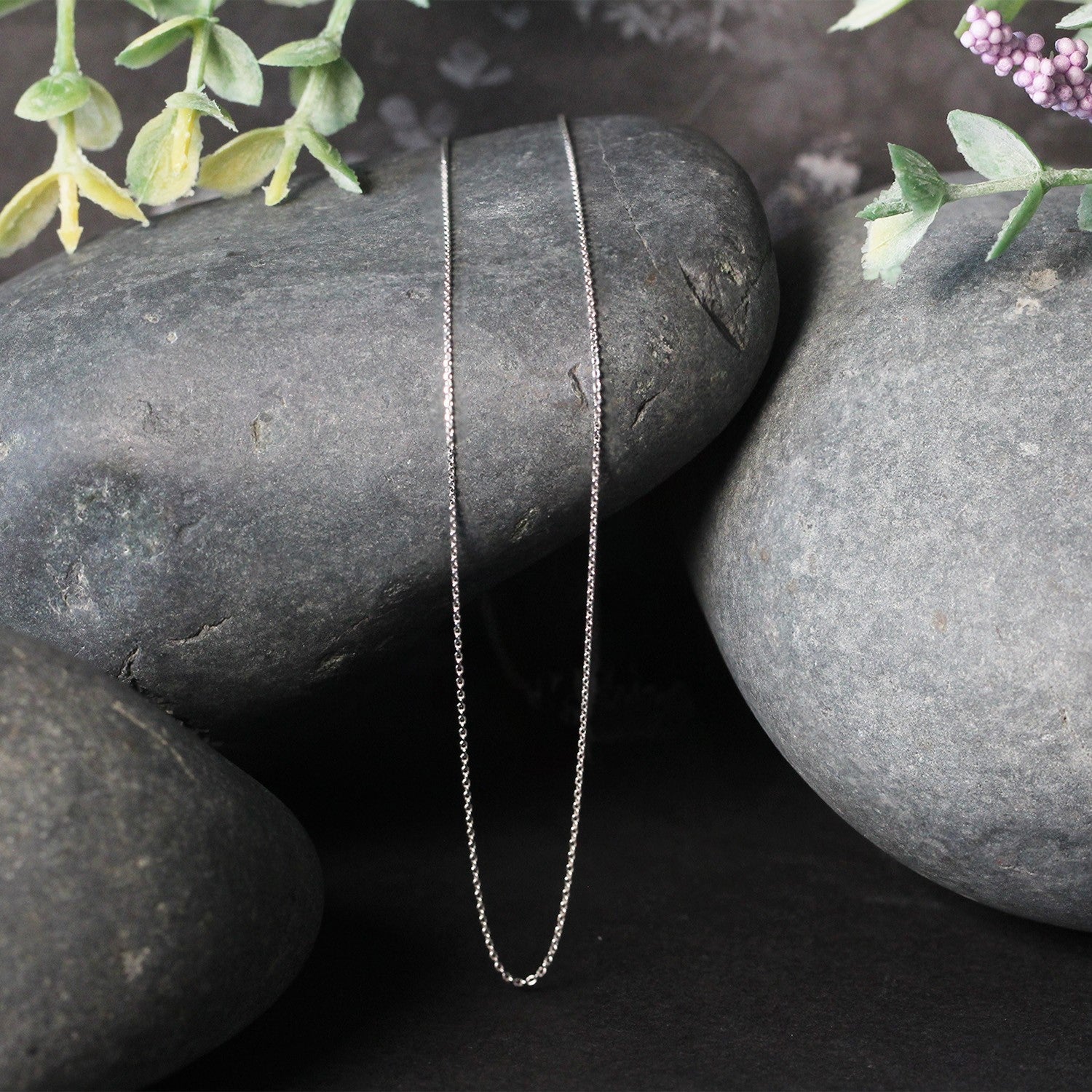 14k White Gold Cable Link Chain 0.5mm  DestGlow