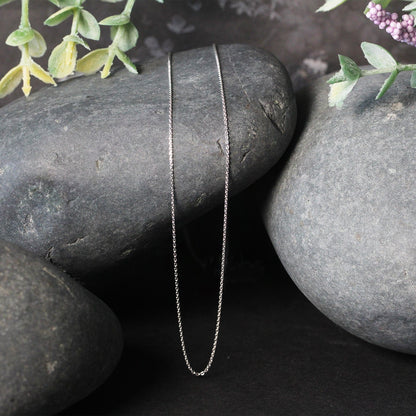 14k White Gold Cable Link Chain 0.5mm  DestGlow