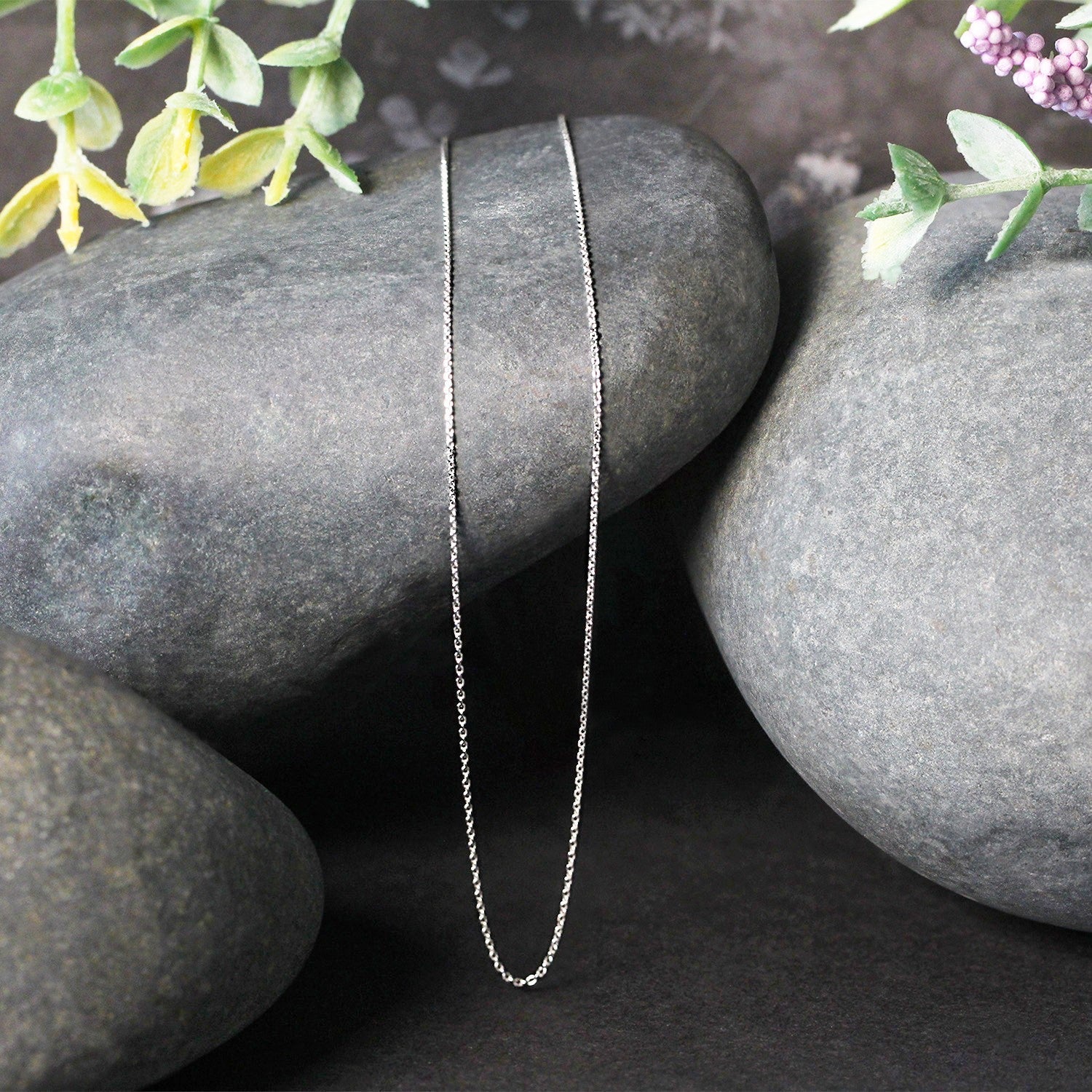 14k White Gold Cable Link Chain 0.5mm  DestGlow