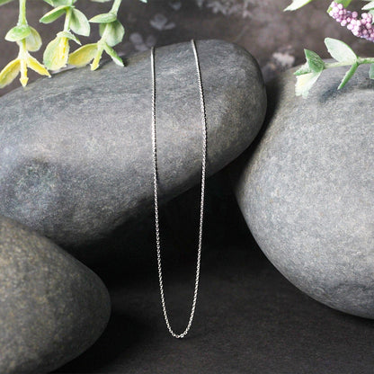 14k White Gold Cable Link Chain 0.5mm  DestGlow