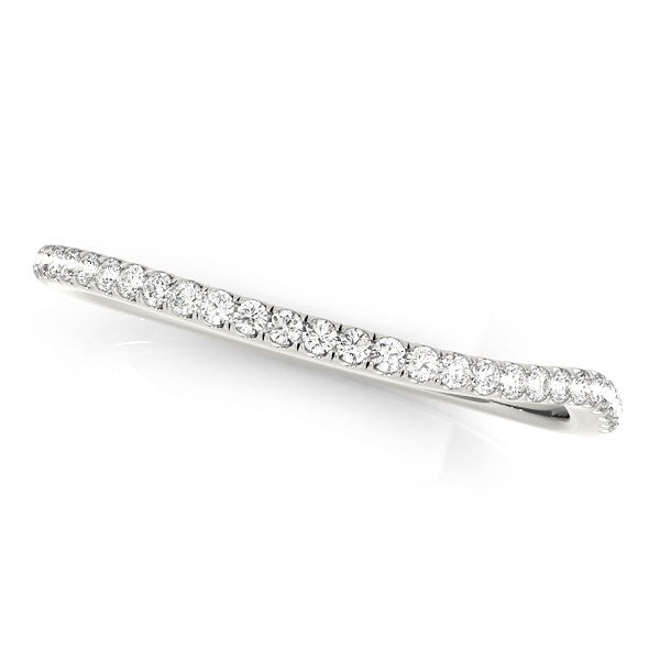14k White Gold Slim Curved Diamond Wedding Ring (1/10 cttw) by Bids.com