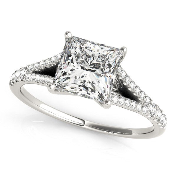 14k White Gold Princess Cut Split Shank Diamond Engagement Ring (1 1/8 cttw) by Bids.com