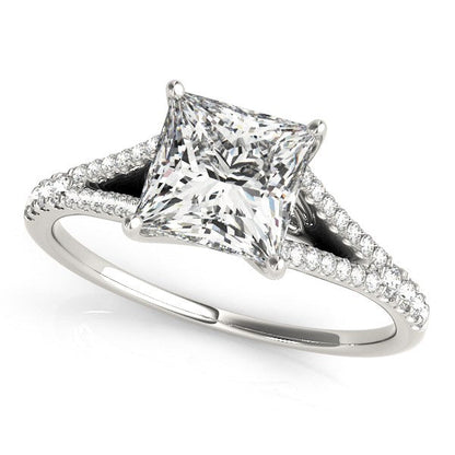 14k White Gold Princess Cut Split Shank Diamond Engagement Ring (1 1/8 cttw) by Bids.com