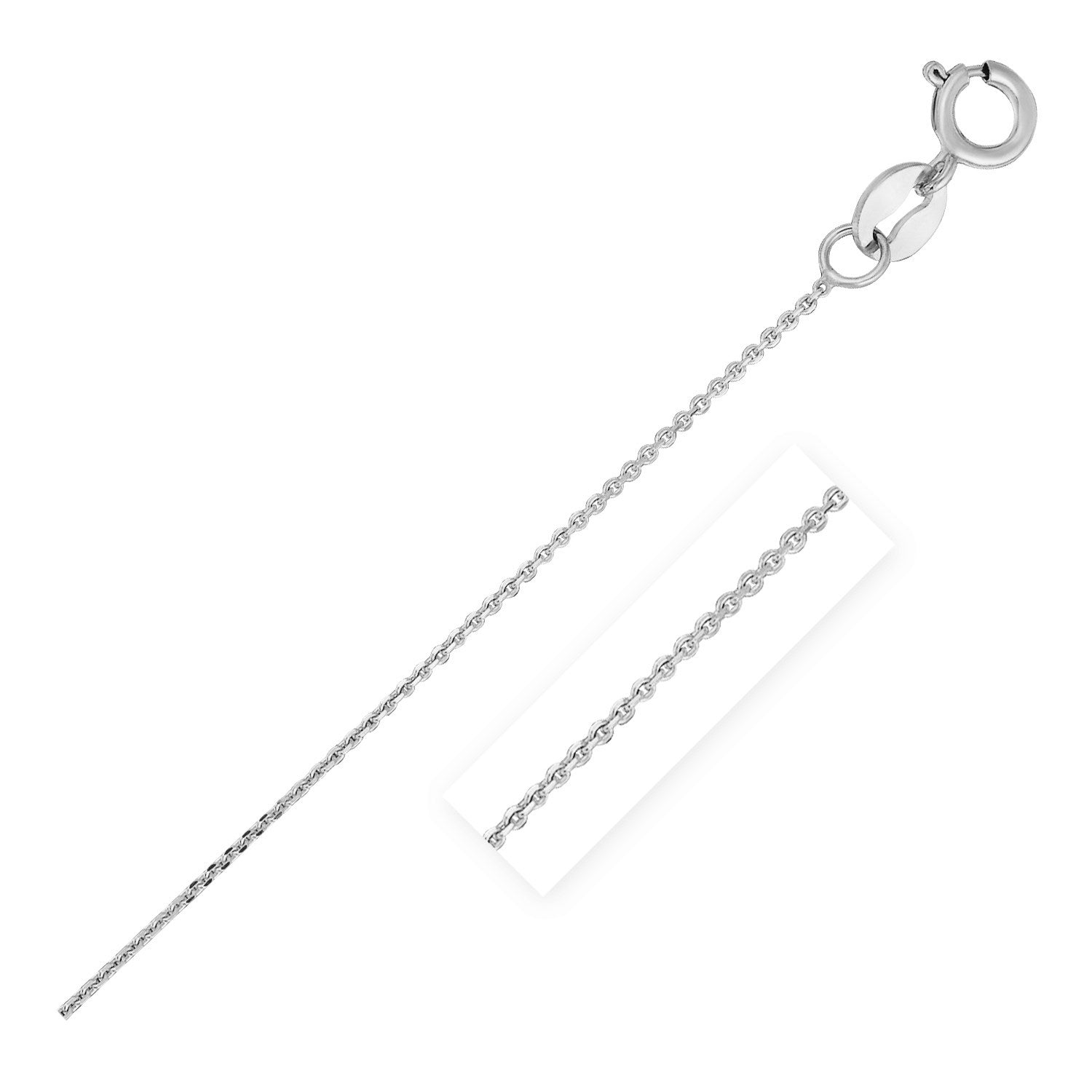 14k White Gold Diamond Cut Cable Link Chain 0.7mm by Bids.com