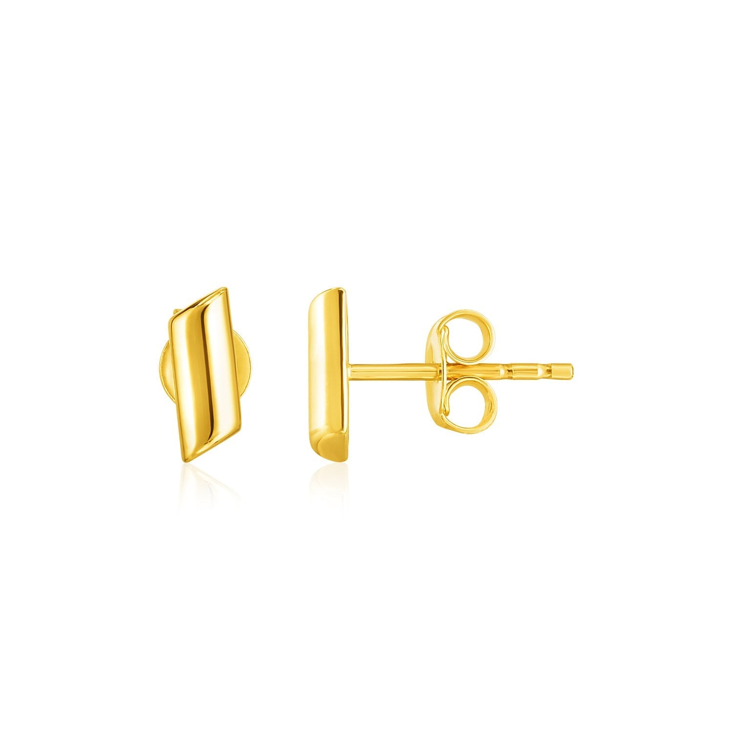 14k Yellow Gold Polished Rectangular Post Earrings - accessories