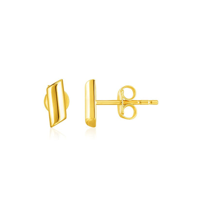 14k Yellow Gold Polished Rectangular Post Earrings 