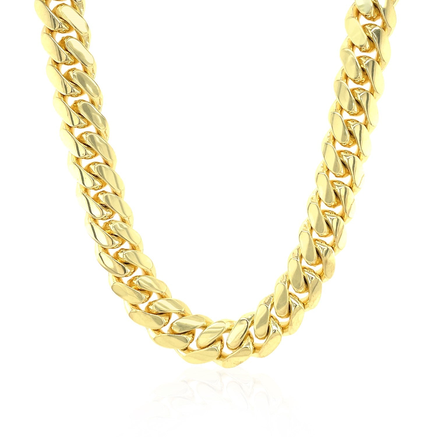 9.25mm 14k Yellow Gold Classic Miami Cuban Solid Chain by Bids.com