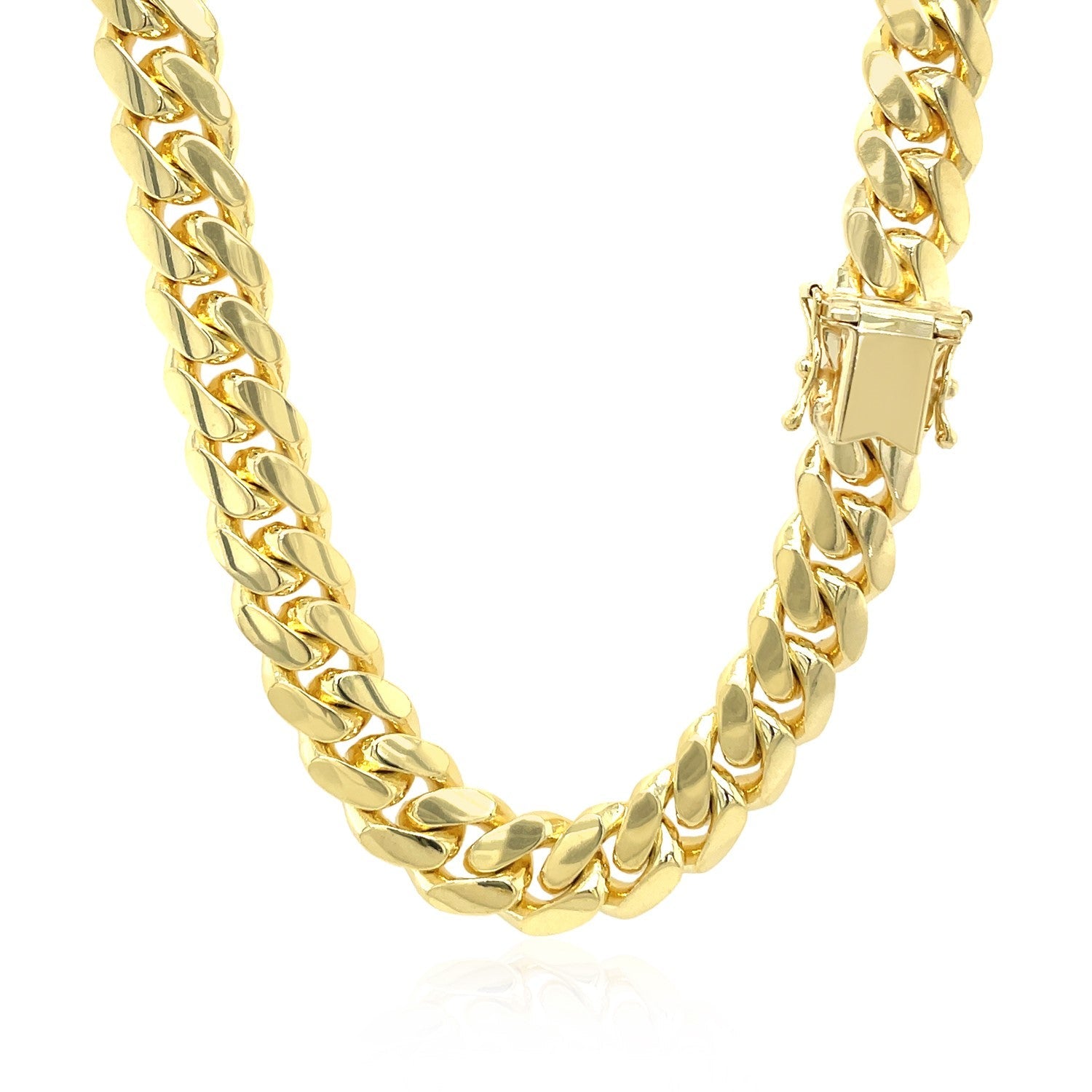 9.25mm 14k Yellow Gold Classic Miami Cuban Solid Chain by Bids.com