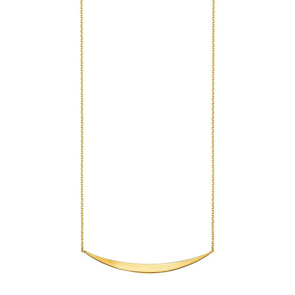 14k Yellow Gold Necklace with Polished Curved Bar Pendant - necklaces