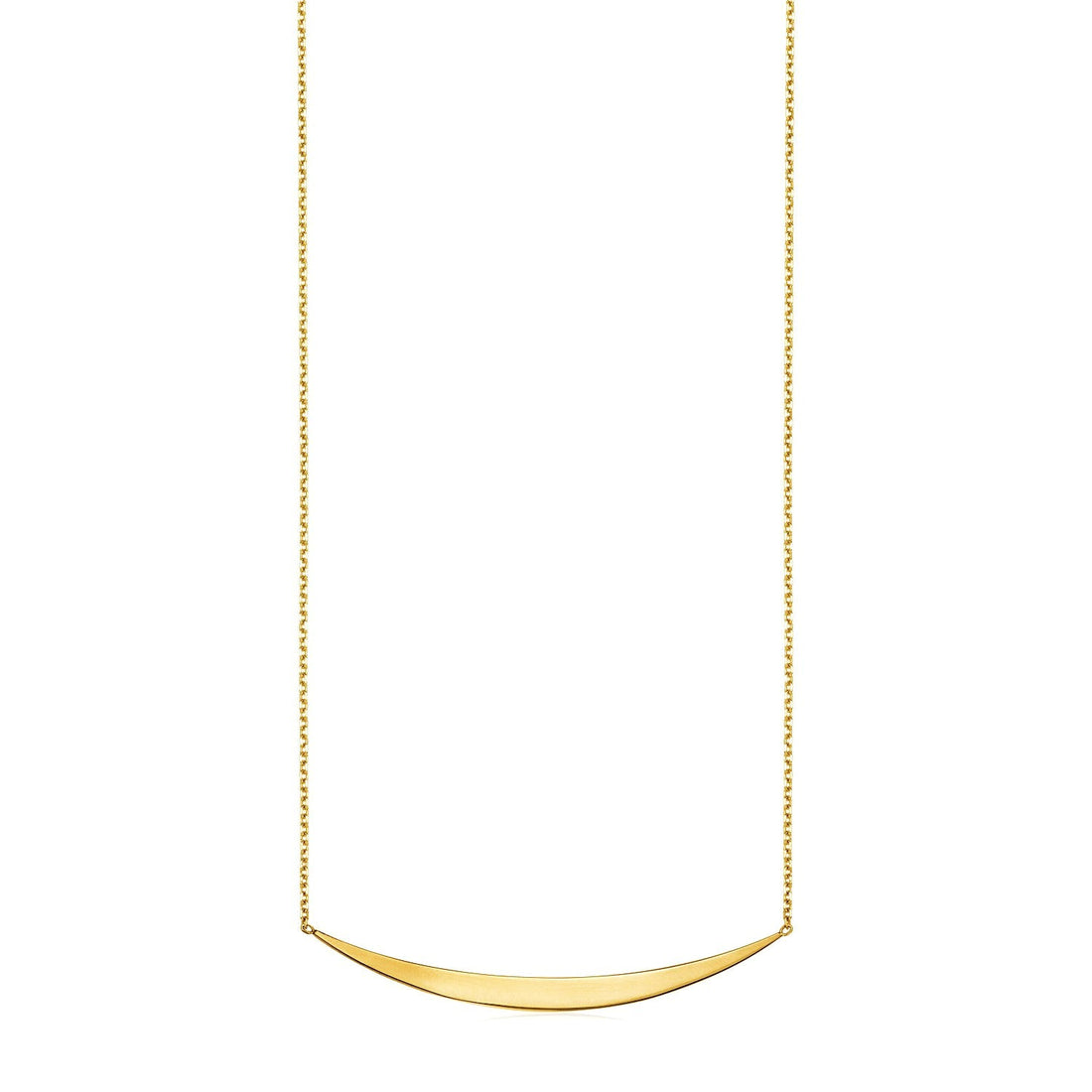 14k Yellow Gold Necklace with Polished Curved Bar Pendant - necklaces
