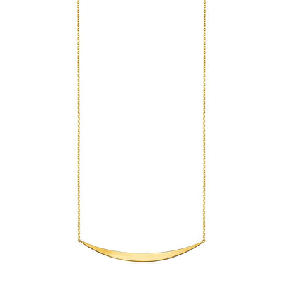 14k Yellow Gold Necklace with Polished Curved Bar Pendant - necklaces