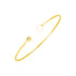14k Yellow Gold Cuff Bangle with Pearl and Diamond - bracelets