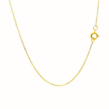 14k Yellow Gold Diamond Cut Cable Link Chain (0.68 mm) - DestGlow