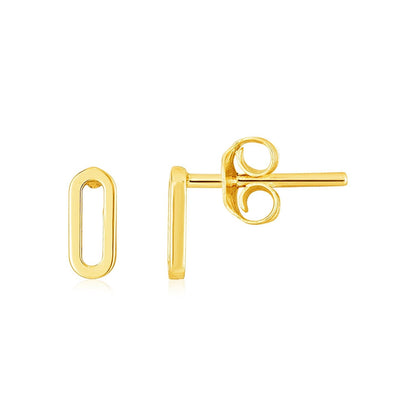 14k Yellow Gold Paperclip Link Stud Earrings  DestGlow