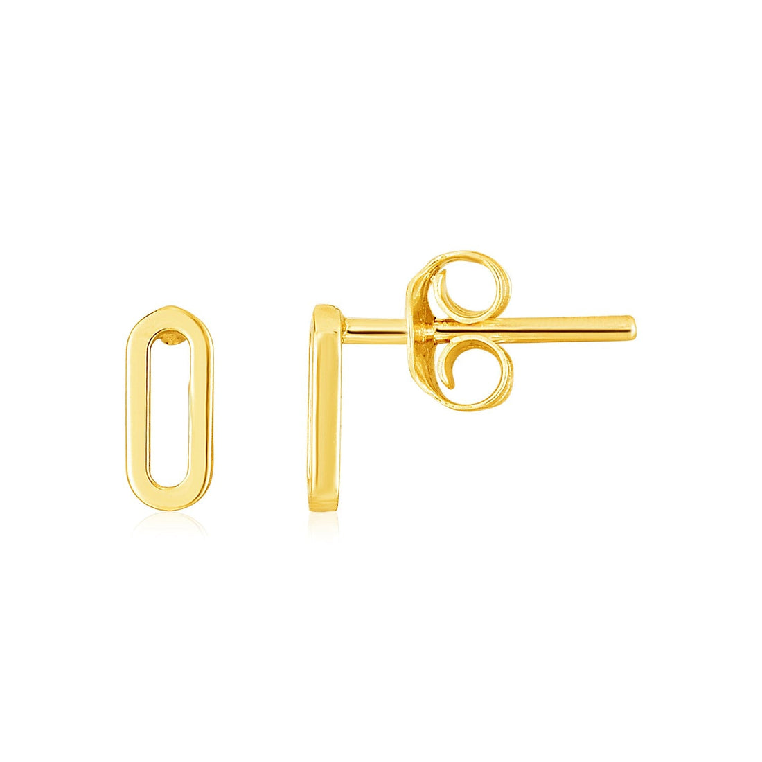 14k Yellow Gold Paperclip Link Stud Earrings - earrings