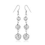 Sterling Silver Layered Textured Ball Dangling Earrings - DestGlow