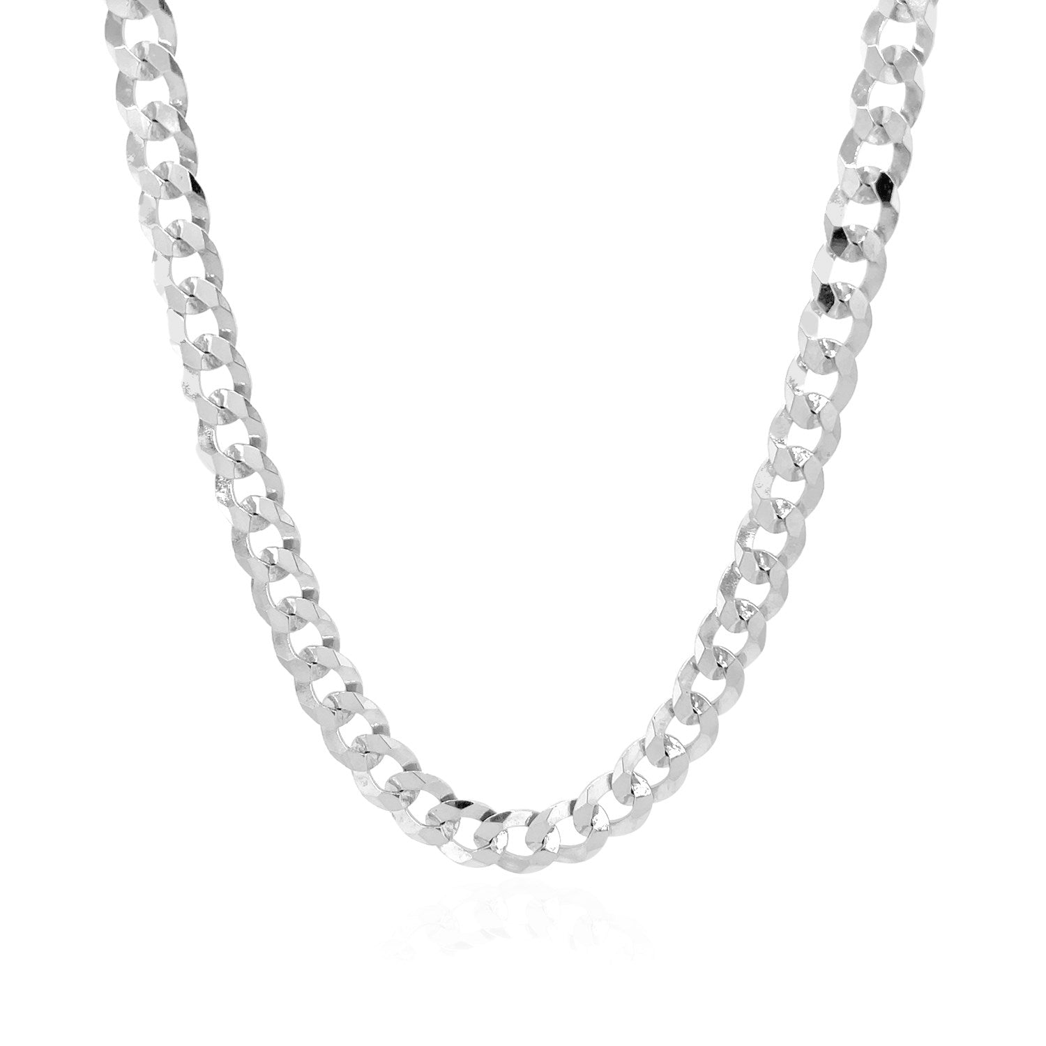 Rhodium Plated 5.6mm Sterling Silver Curb Style Chain - DestGlow