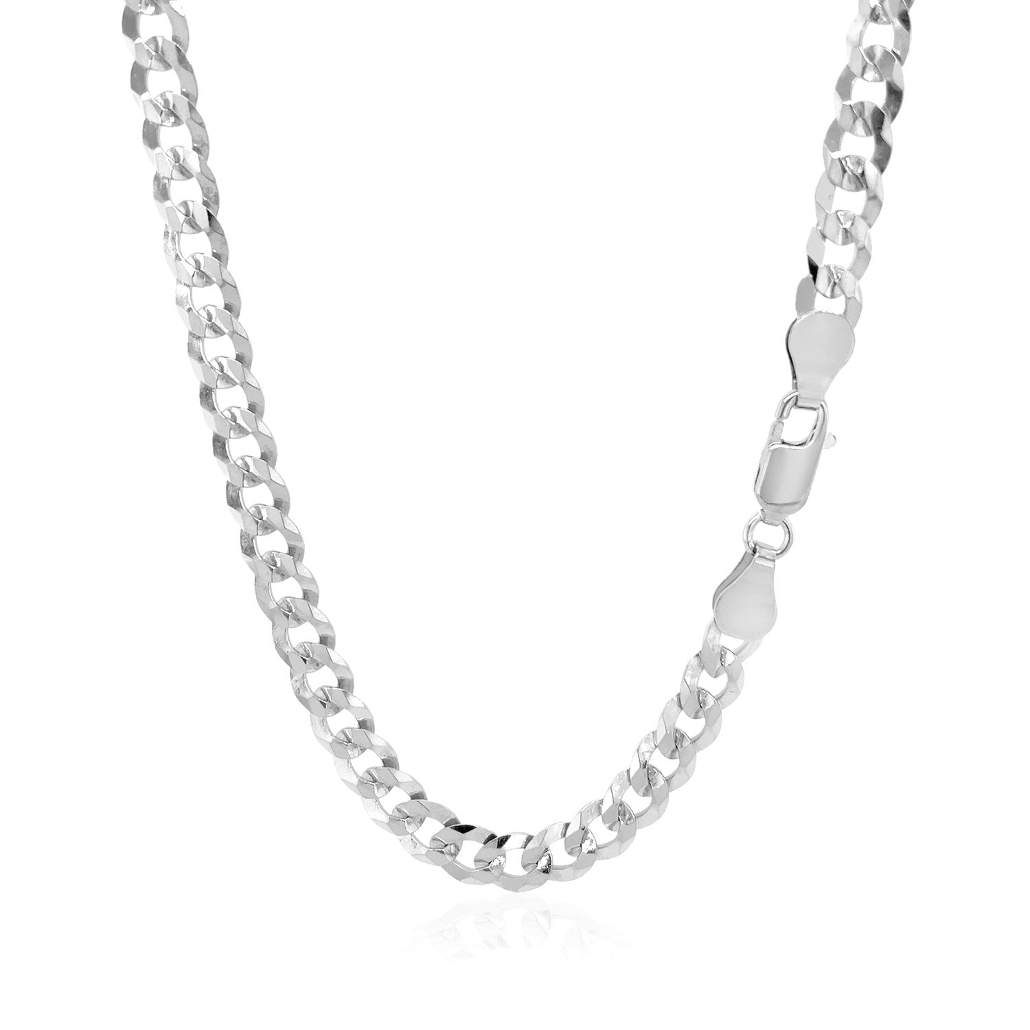 Rhodium Plated 5.6mm Sterling Silver Curb Style Chain - DestGlow