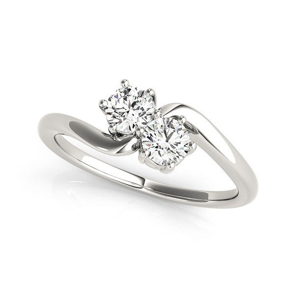 Solitaire Two Stone Diamond Ring in 14k White Gold (1/2 cttw) by Bids.com
