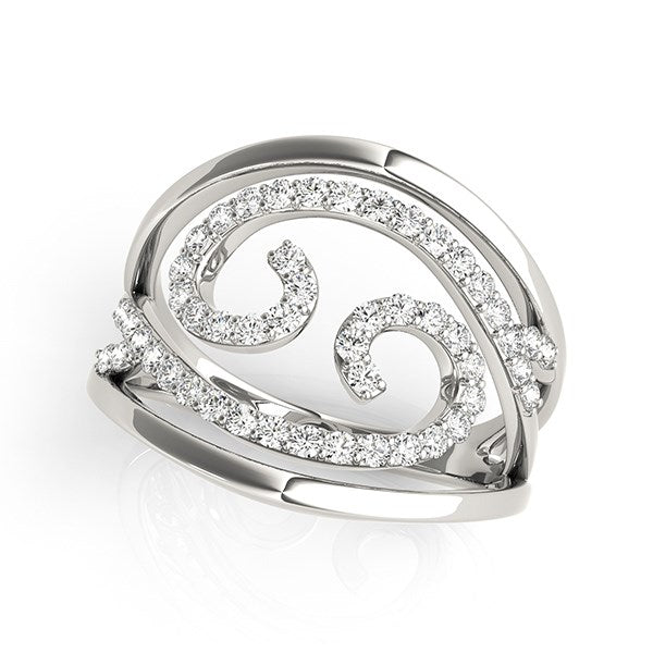 Swirl Design Diamond Ring in 14k White Gold (1/2 cttw) by Bids.com