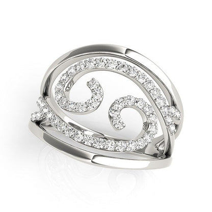 Swirl Design Diamond Ring in 14k White Gold (1/2 cttw) by Bids.com