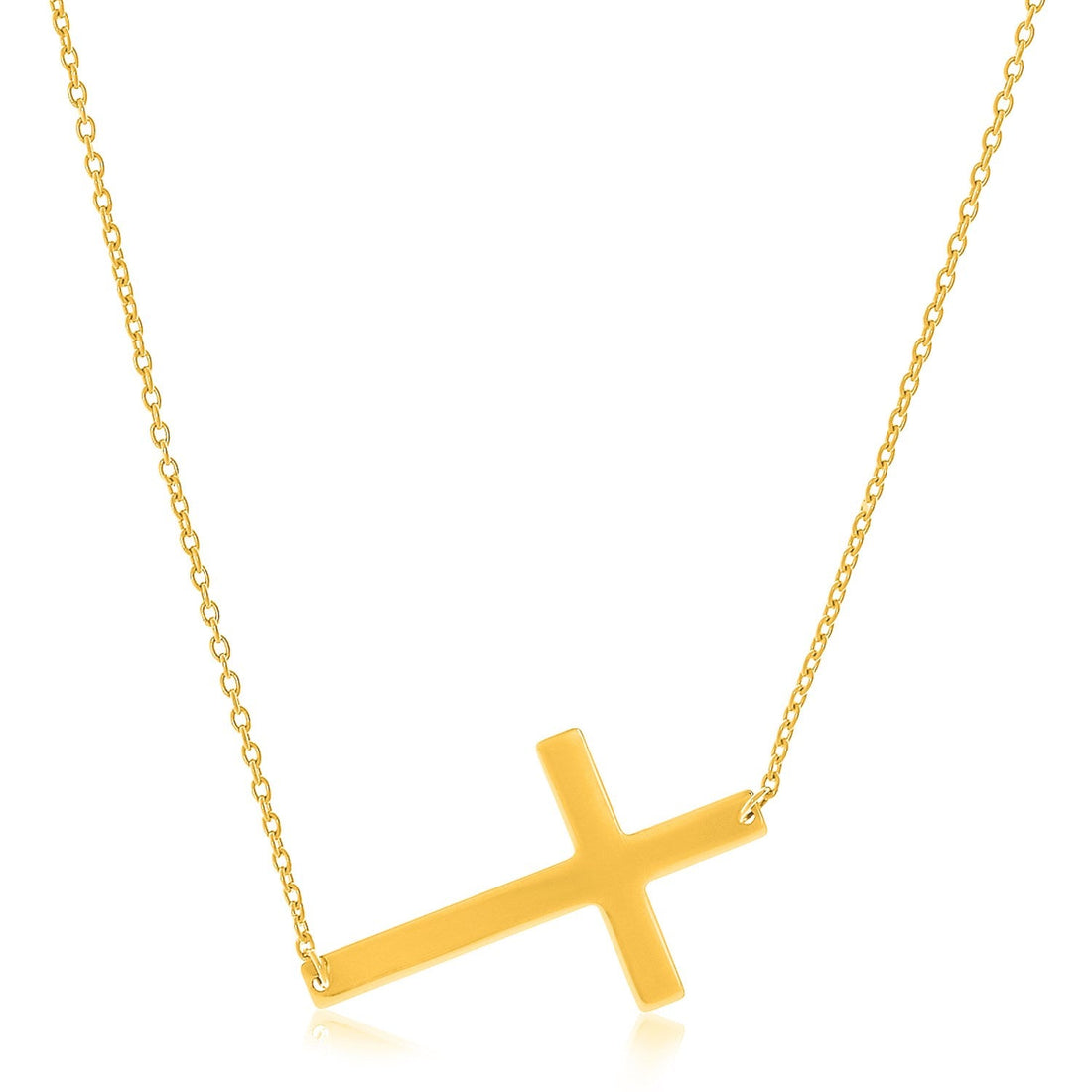 14k Yellow Gold Plain Cross Motif Necklace - necklaces