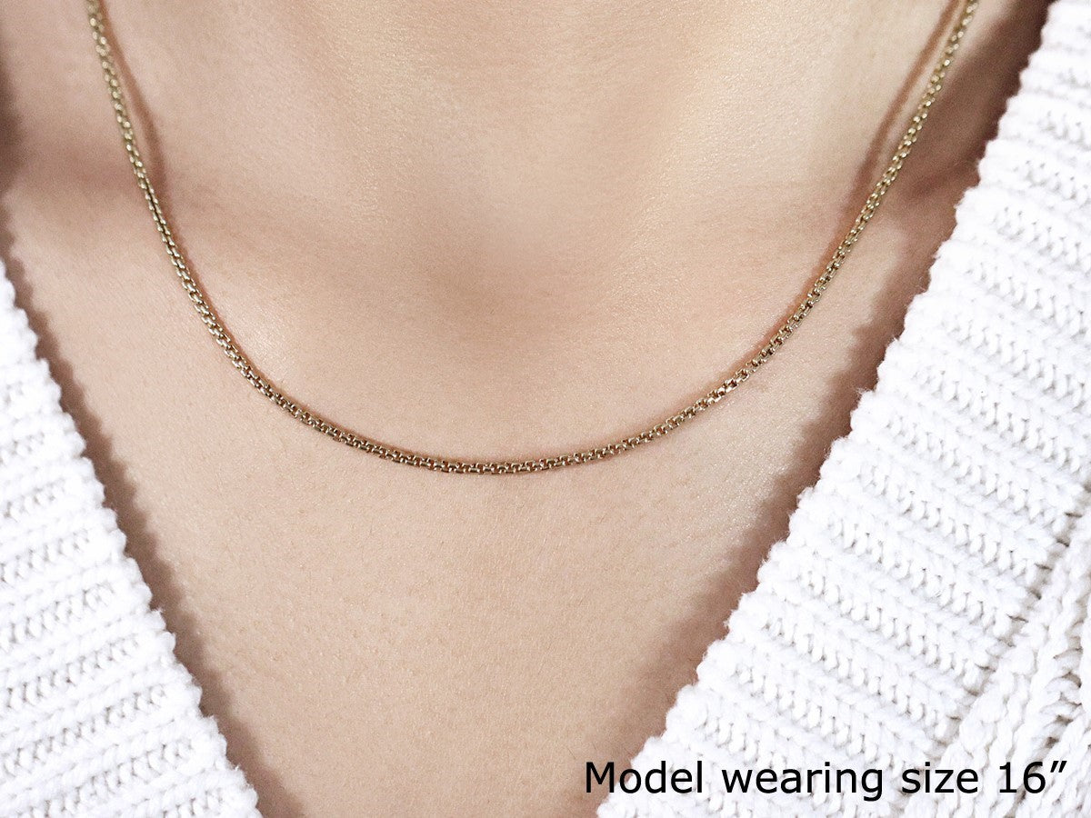 14k Yellow Gold Solid Round Box Chain 1.6 mm by Bids.com