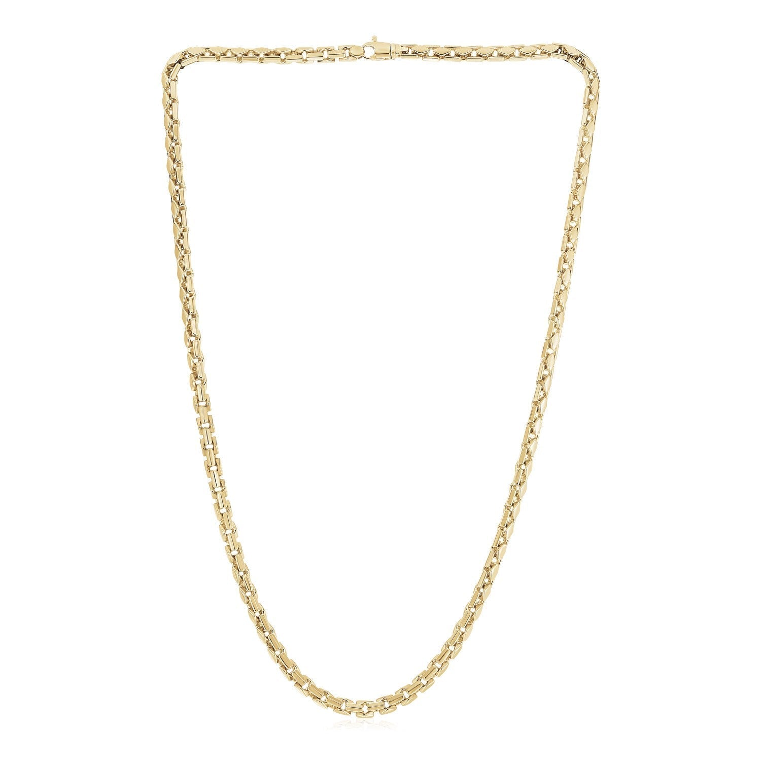 14k Yellow Gold High Polish Mens Fancy Box Necklace (5.0mm) 