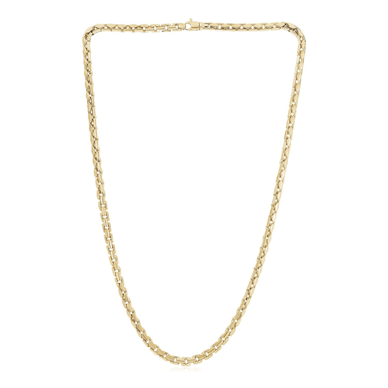 14k Yellow Gold High Polish Mens Fancy Box Necklace (5.0mm) by Bids.com