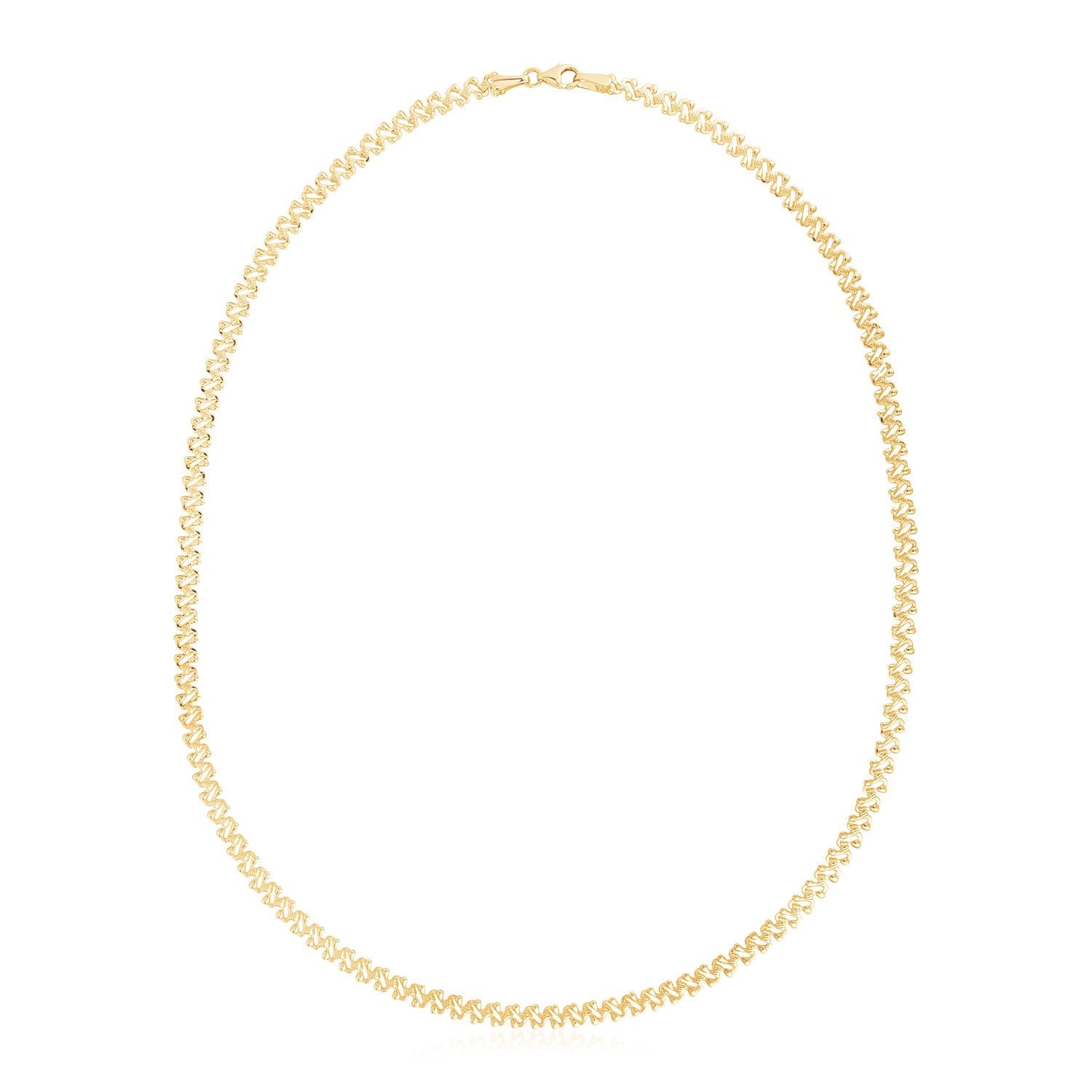 14k Yellow Gold High Polish The Textured Fancy Chain Necklace (4mm) by Bids.com