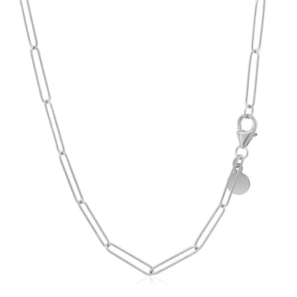14k White Gold Wire Paperclip Chain (2.7mm) by Bids.com
