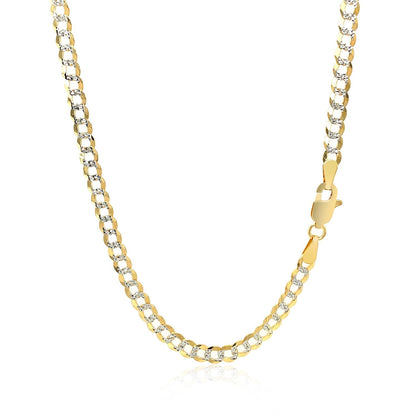 3.6 mm 14k Two Tone Gold Pave Curb Chain 
