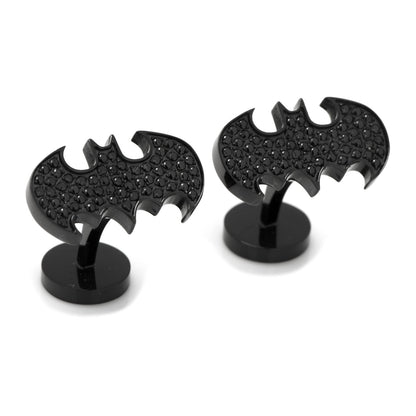 DC Batman Stainless Steel Black Pave Crystal Cufflinks by Cufflinks.com