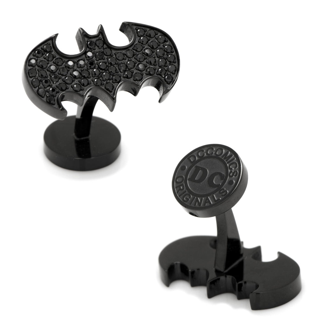 DC Batman Stainless Steel Black Pave Crystal Cufflinks by Cufflinks.com
