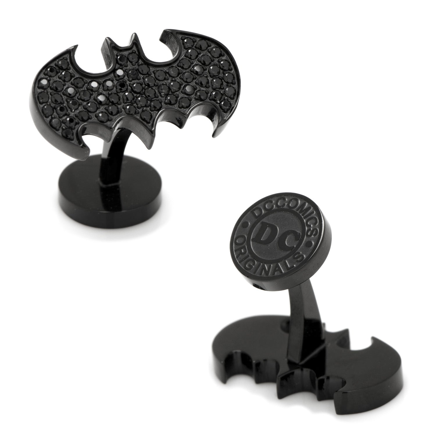 DC Batman Stainless Steel Black Pave Crystal Cufflinks by Cufflinks.com