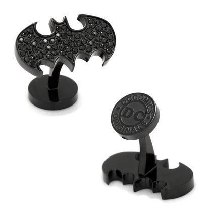 DC Batman Stainless Steel Black Pave Crystal Cufflinks by Cufflinks.com