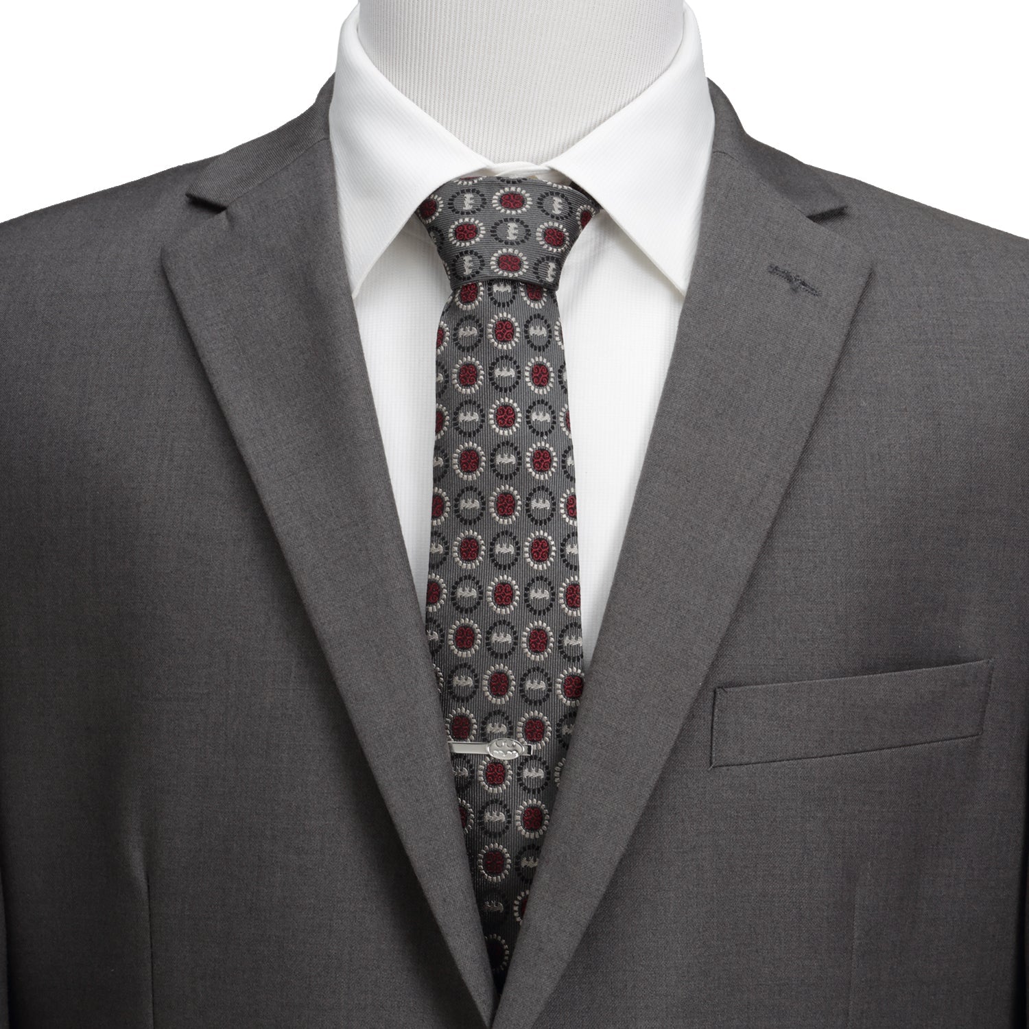 DC Batman Medallion Symbol Charcoal Silk Men&
