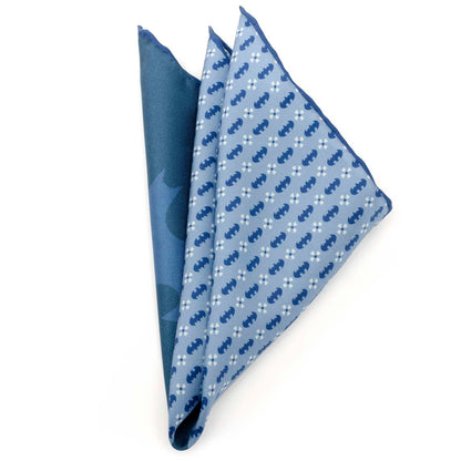 DC Batman Multi Motif Blue Pocket Square by Cufflinks.com
