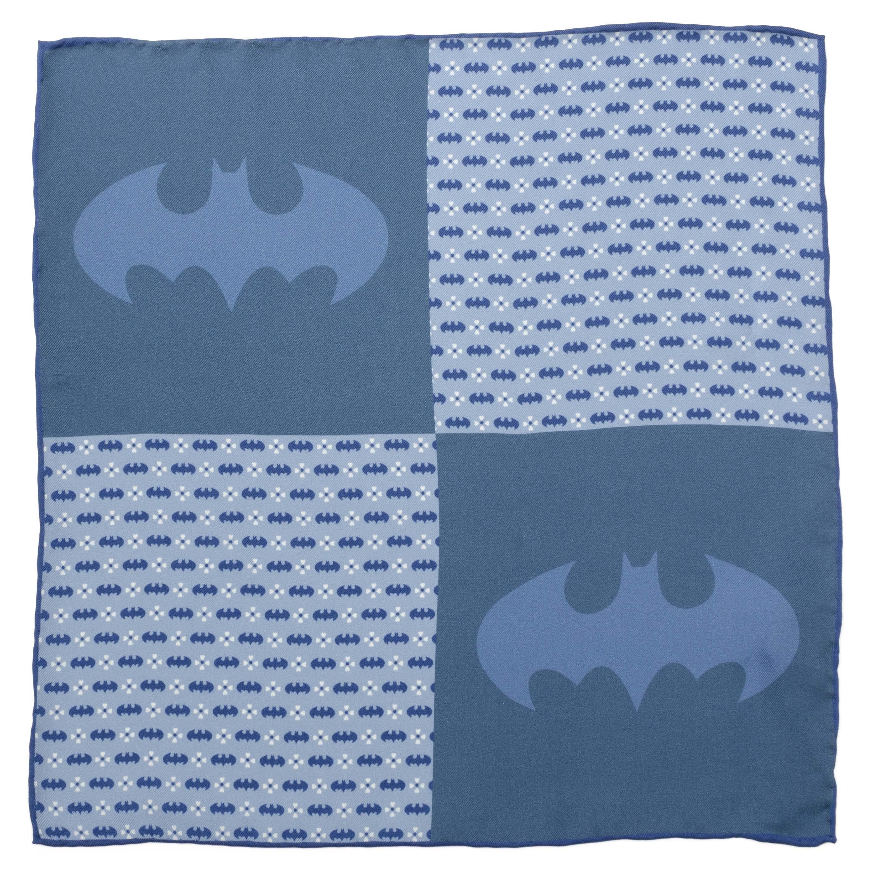 DC Batman Multi Motif Blue Pocket Square by Cufflinks.com