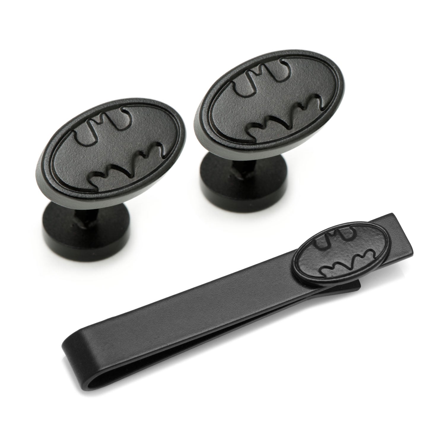 DC Batman Satin Black Cufflinks and Tie Bar Gift Set