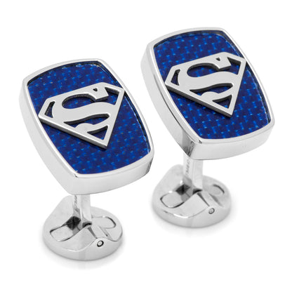 DC Superman Stainless Steel Carbon Fiber Cufflinks by Cufflinks.com