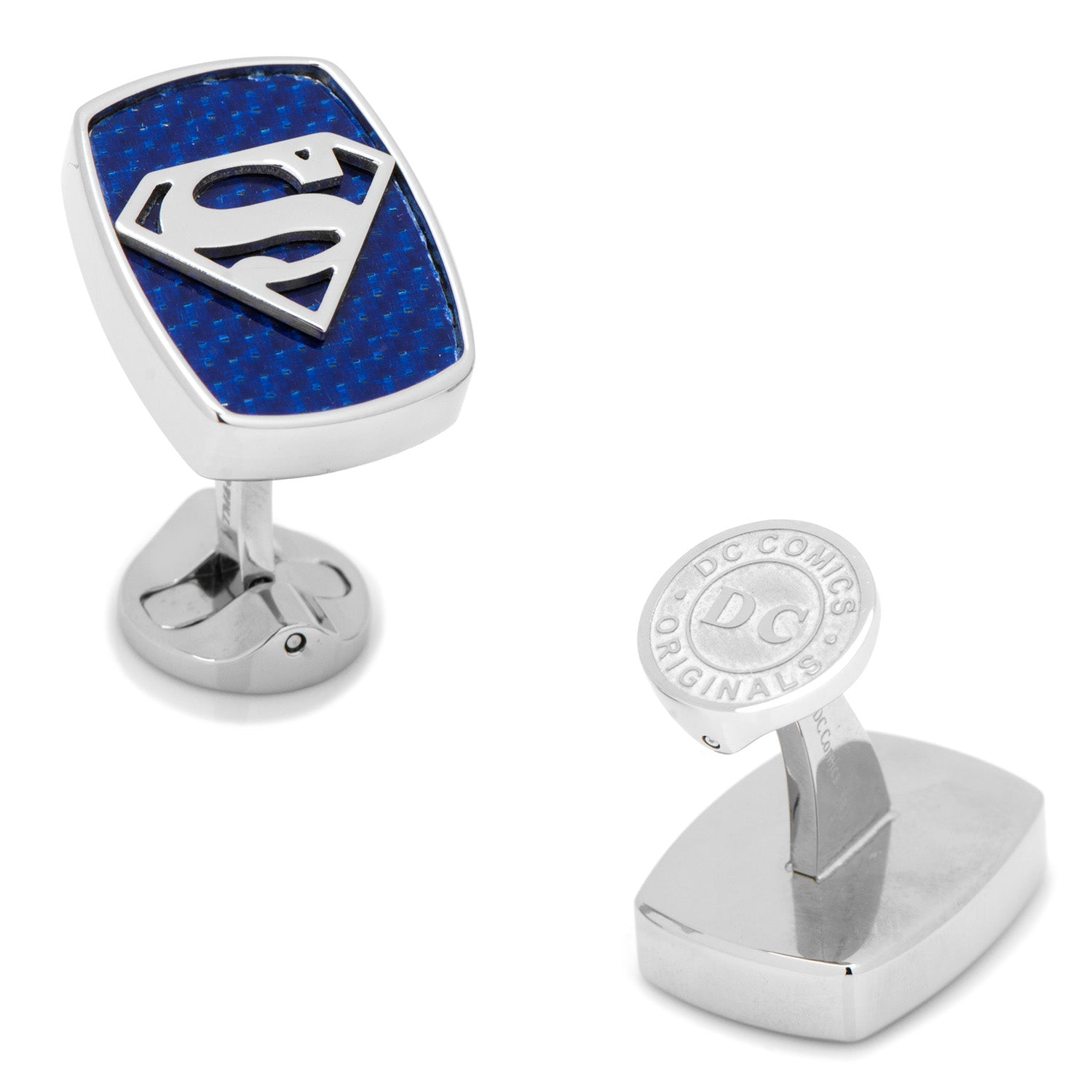 DC Superman Stainless Steel Carbon Fiber Cufflinks by Cufflinks.com