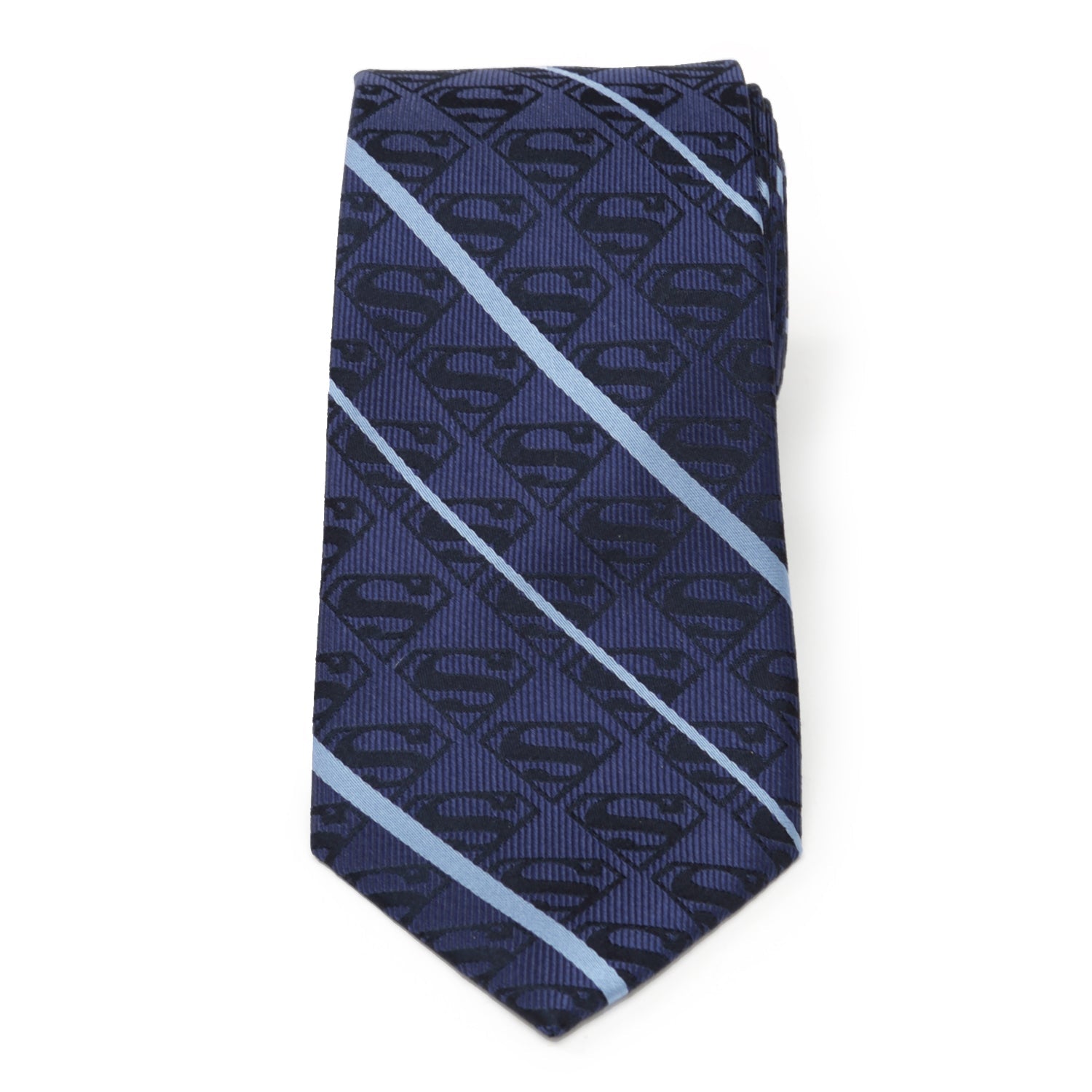 DC Superman Stripe Pattern Blue Silk Men&